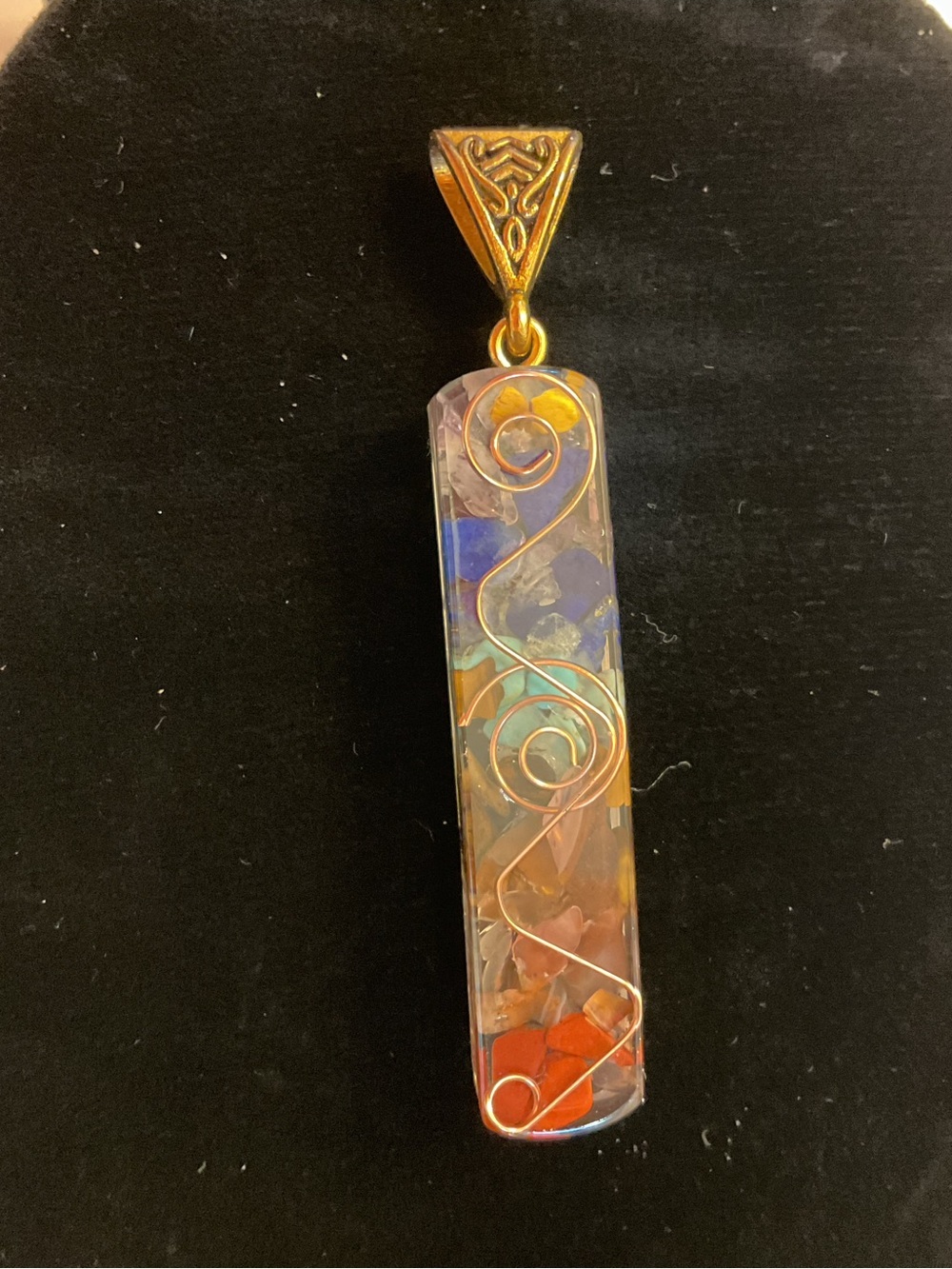 Gold-Tone Multicolor Crystal Chip Pendant -Women Jewelry